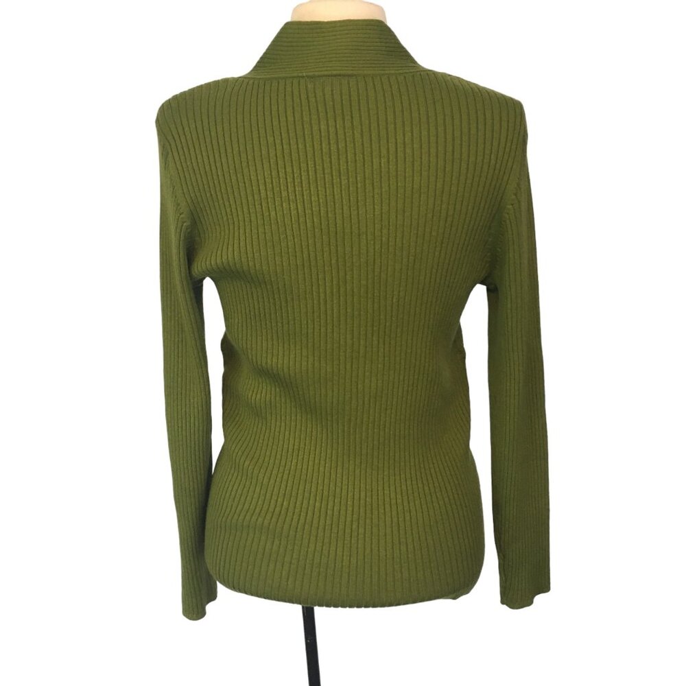 Lane Bryant Womens Green Ribbed V-Neck Wrap Sweater, criss cross size 14/16 - Picture 6 of 9
